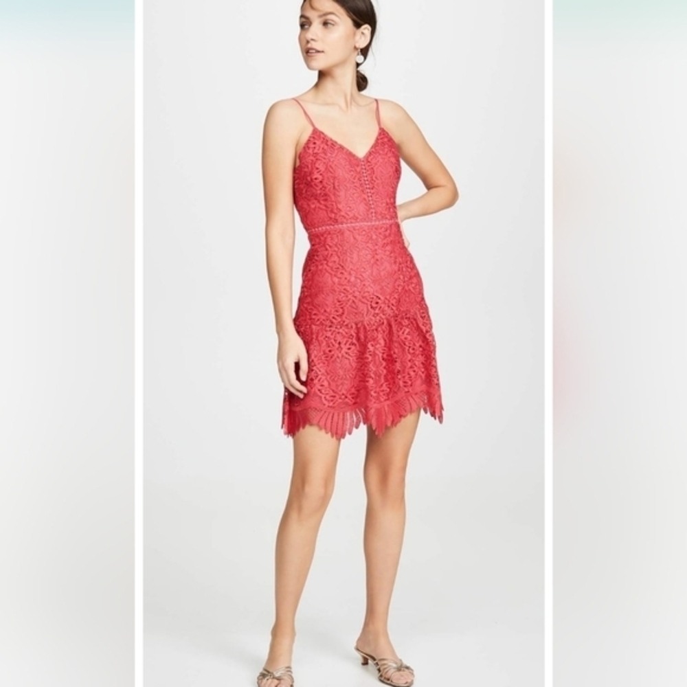 BB Dakota Women's Party Has Arrived Scalloped Lace Dress Pink Size